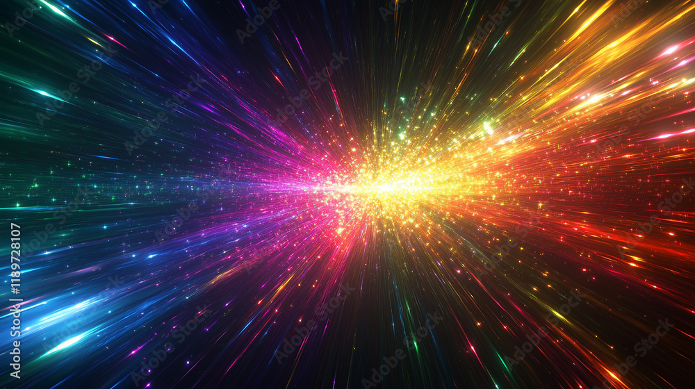 Fototapeta premium Colorful light burst with sparkling rainbow rays