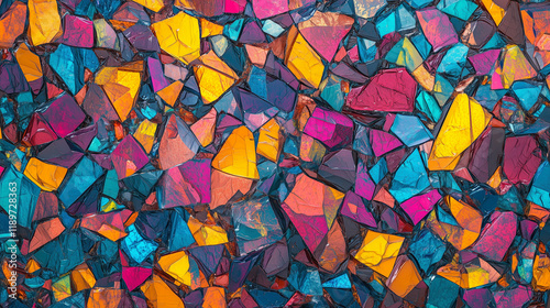 Colorful mosaic pattern with vivid geometric shapes