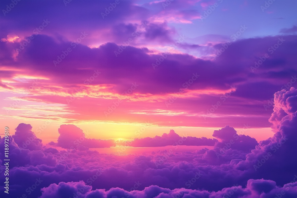 Panoramic view of sunset sky. Soft wispy clouds blend into vibrant purple, pink hues. Orange tones mix at horizon creating tranquil evening scene. Beautiful cloudscape at dusk. Natural light. Panoramic view of sunset sky. Soft wispy clouds blend into vibrant purple, pink hues. Orange tones mix at horizon creating tranquil evening scene. Beautiful cloudscape at dusk. Natural light.