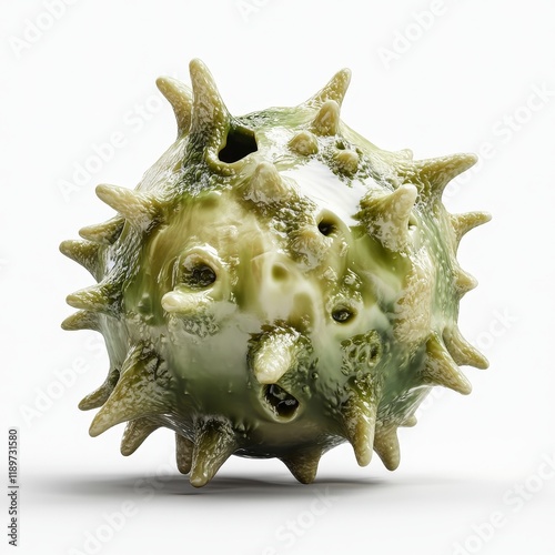 A herpes virus depicted in 3D, known as the varicella zoster virus, is responsible for causing chickenpox and shingles.