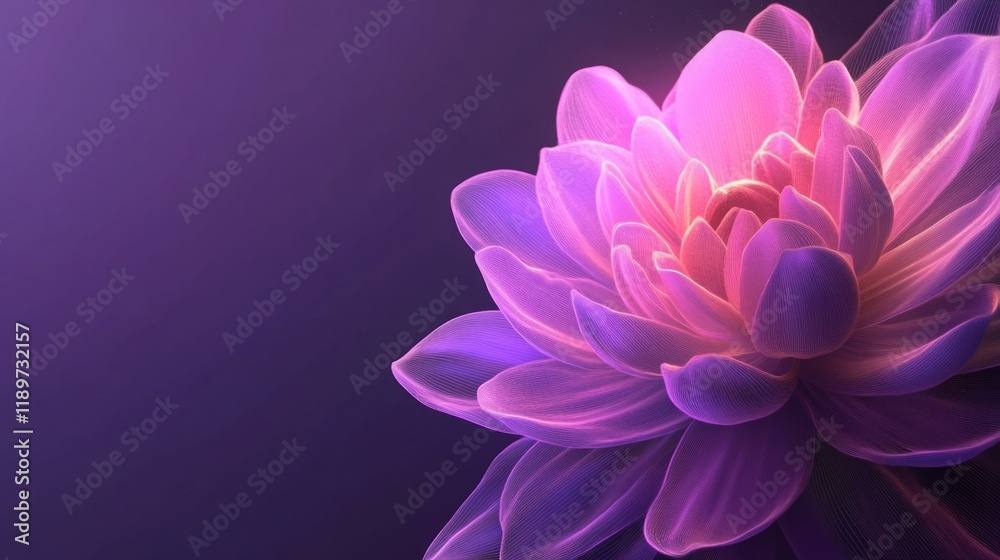 Glowing pink flower against a dark background. Glowing pink flower against a dark background.