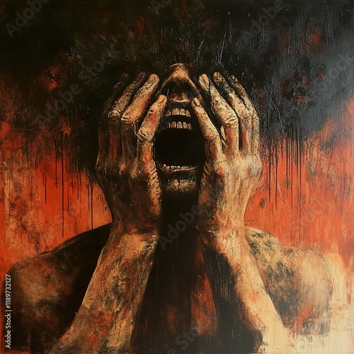 The Silent Scream: A Canvas of Anguish and Despair photo