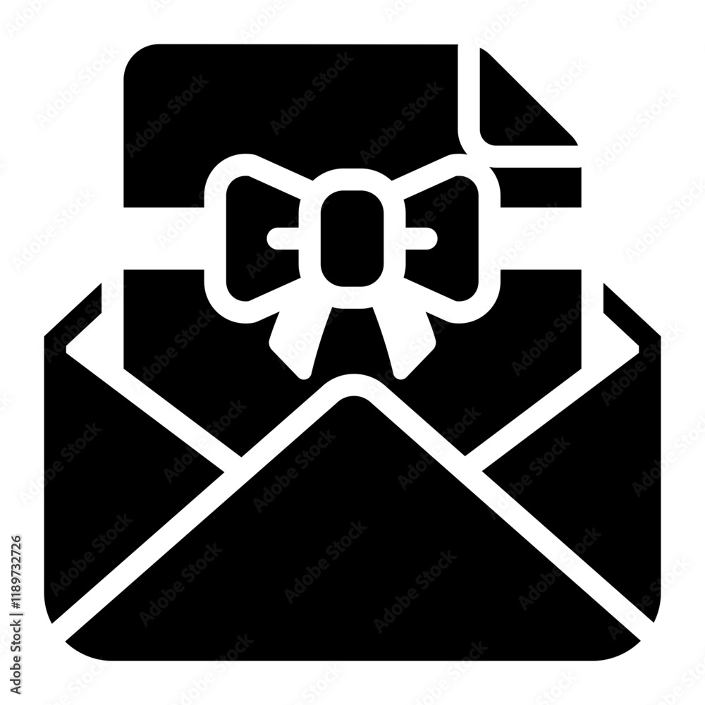 Envelope invitation glyph icon representing party and event invites Envelope invitation glyph icon representing party and event invites