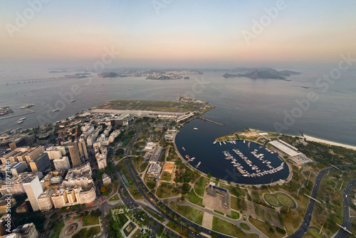 Aerial View of Marina da Gloria in Rio de Janeiro and Santos Dumont Airport at Guanabara Bay