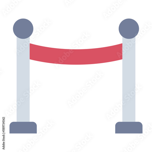 Barrier velvet rope with stanchion flat icon representing event organization and venue decor