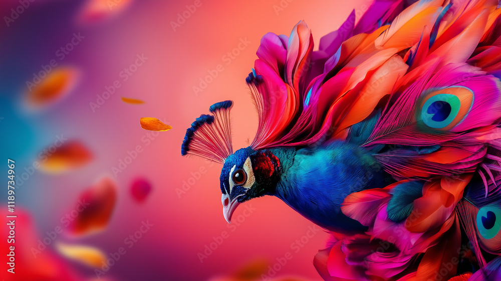 Vibrant Peacock in Flight Vibrant Peacock in Flight