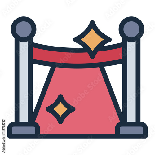 Red carpet with stanchion filled line icon ideal for prestigious events and celebrations