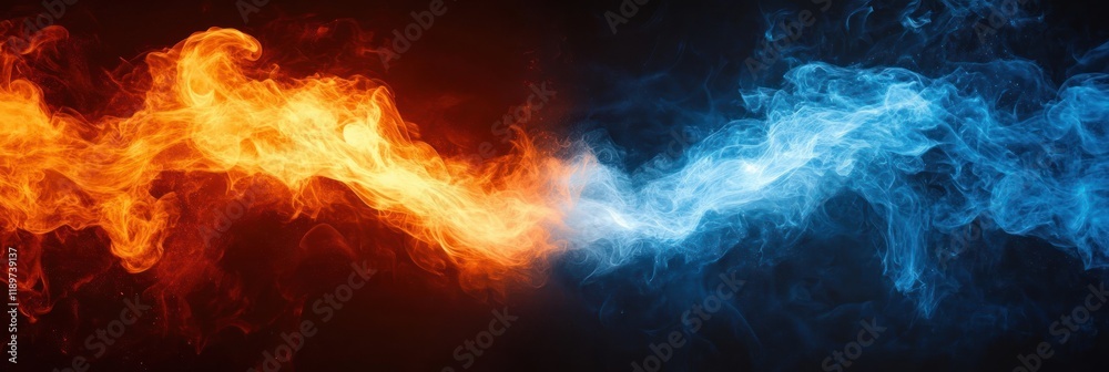 Obraz premium Abstract Clash of Fire and Ice Elements Balance Flames and Smoke