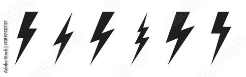 Vector Lightning Silhouette Icon Set