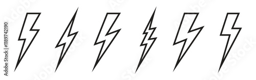 Vector Lightning Outline Icon Set