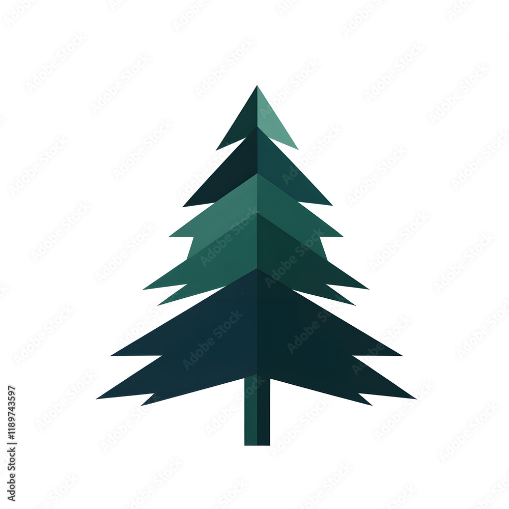 Obraz premium Flat Vector Design of Pine Tree with Clean Sharp Lines