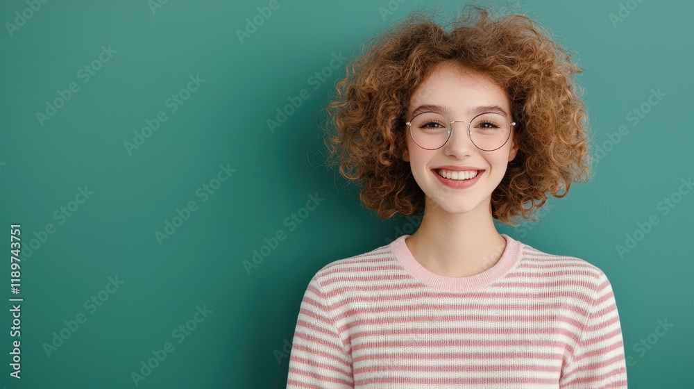 Fototapeta premium Inspiring education scene smiling teacher near board classroom content bright environment engaging viewpoint