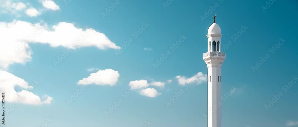 Anamorphic video minaret of mosque. A serene Islamic horizontal background for Ramadan themes. Anamorphic video minaret of mosque. A serene Islamic horizontal background for Ramadan themes.