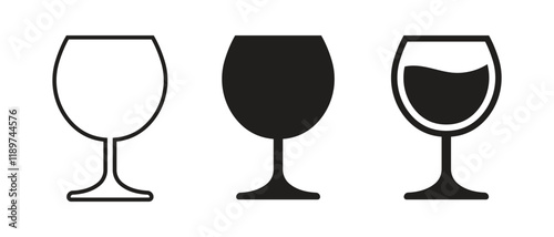 Vector Wine Glasses Icon Set. Wine Glasses Symbols