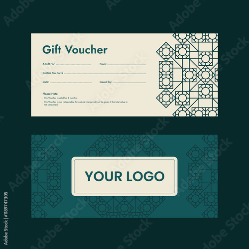 Shopping gift card template, vector illustration, voucher layout, front and back, voucher, gift certificate, coupon template, gift voucher, Template, discount coupon, ready-to-use, print-ready