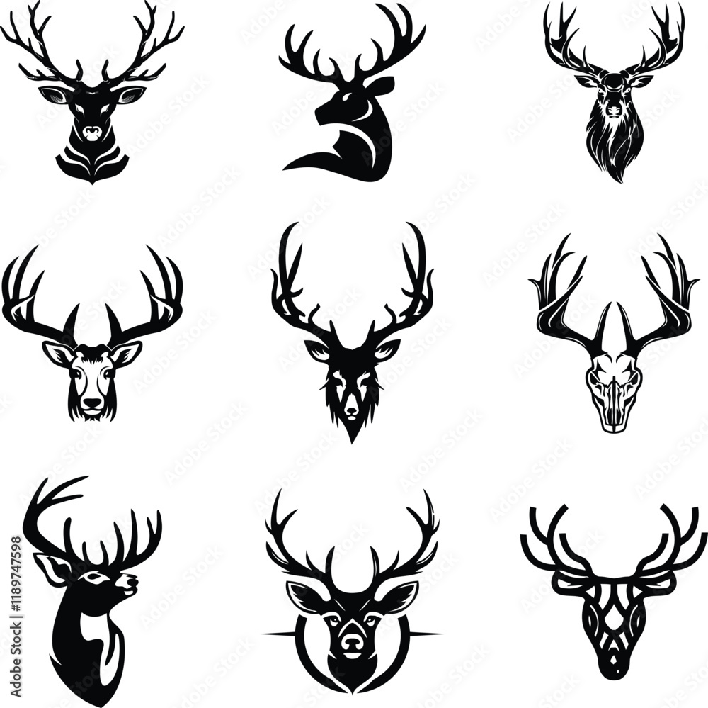 hunting Deer Duck and fish minimalist logo design hunting Deer Duck and fish minimalist logo design