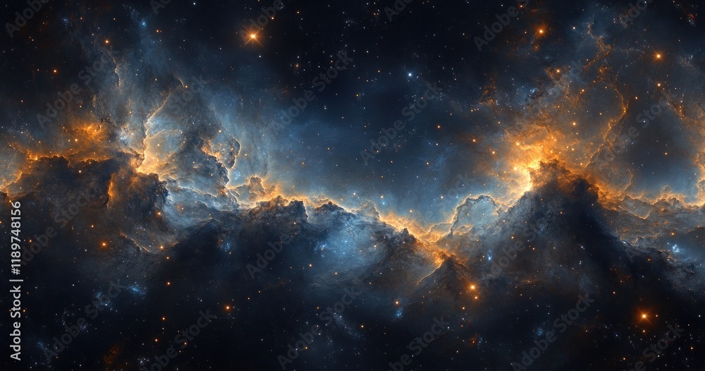 Fototapeta premium Celestial Nebula in Deep Space with Stars and Glowing Clouds