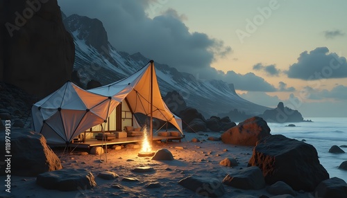 Glamping Tent Ocean View  Coastal Sunset Campfire