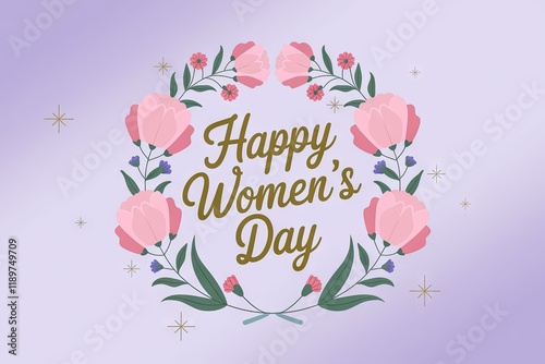 Happy Women's Day floral greeting card design