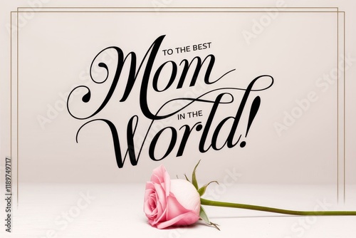 Mother's Day banner with pink rose with calligraphy text honoring mothers