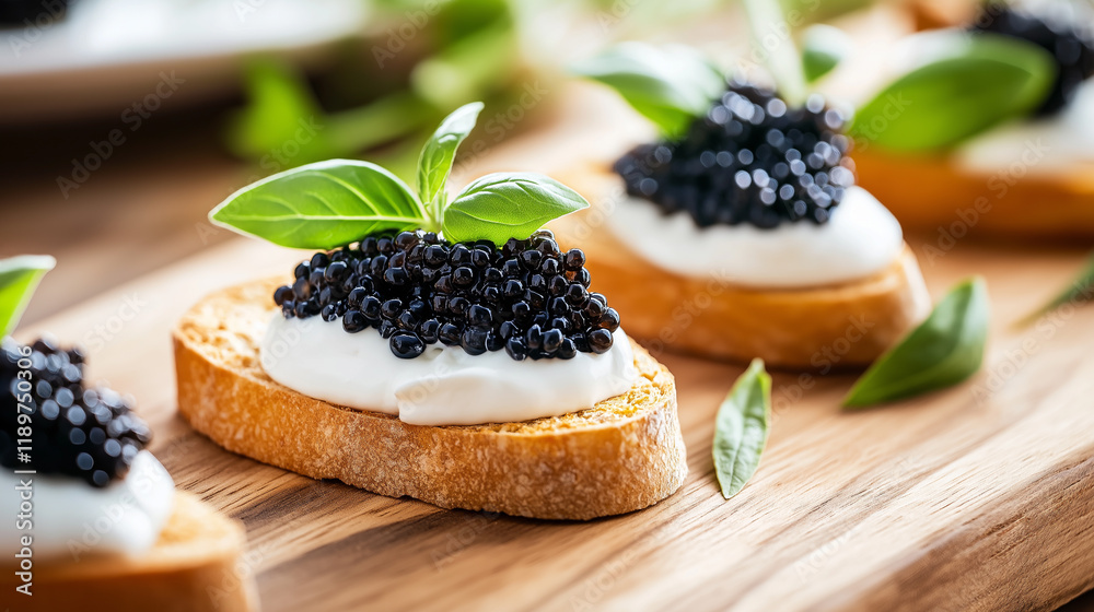 caviar with cream on toasted bread caviar with cream on toasted bread