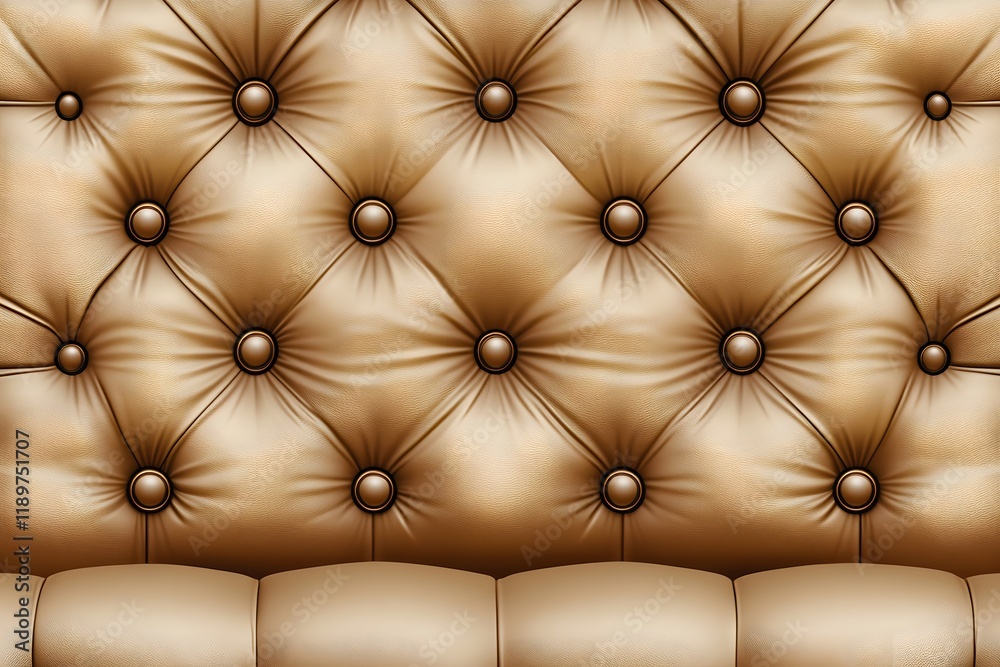 Naklejka premium Beige Leather Upholstery with Tufted Diamond Pattern and Circular Buttons
