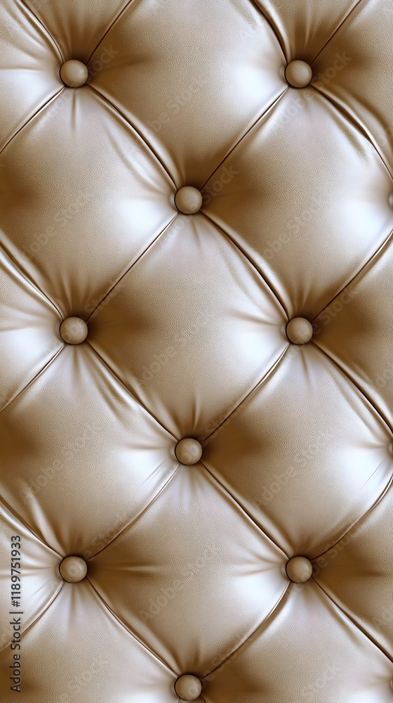 Fototapeta premium Beige Leather Upholstery with Tufted Diamond Pattern