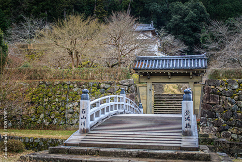 Bridge Leading to Izushi Castle Ruins in Japan photo