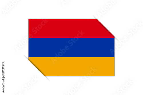 Armenia flag - rectangle colorful flag representing a country cultural identity and heritage. The essence of national pride and unity. Attached by the corners in a paper album