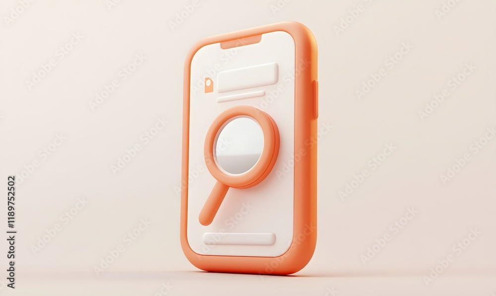 3D render of a phone screen with a magnifying glass, symbolizing mobile search. 3D render of a phone screen with a magnifying glass, symbolizing mobile search.