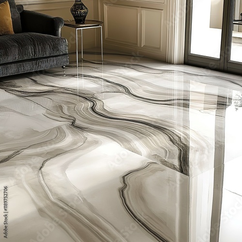 Luxury Modern Grey and White Marble Floor Tiles photo