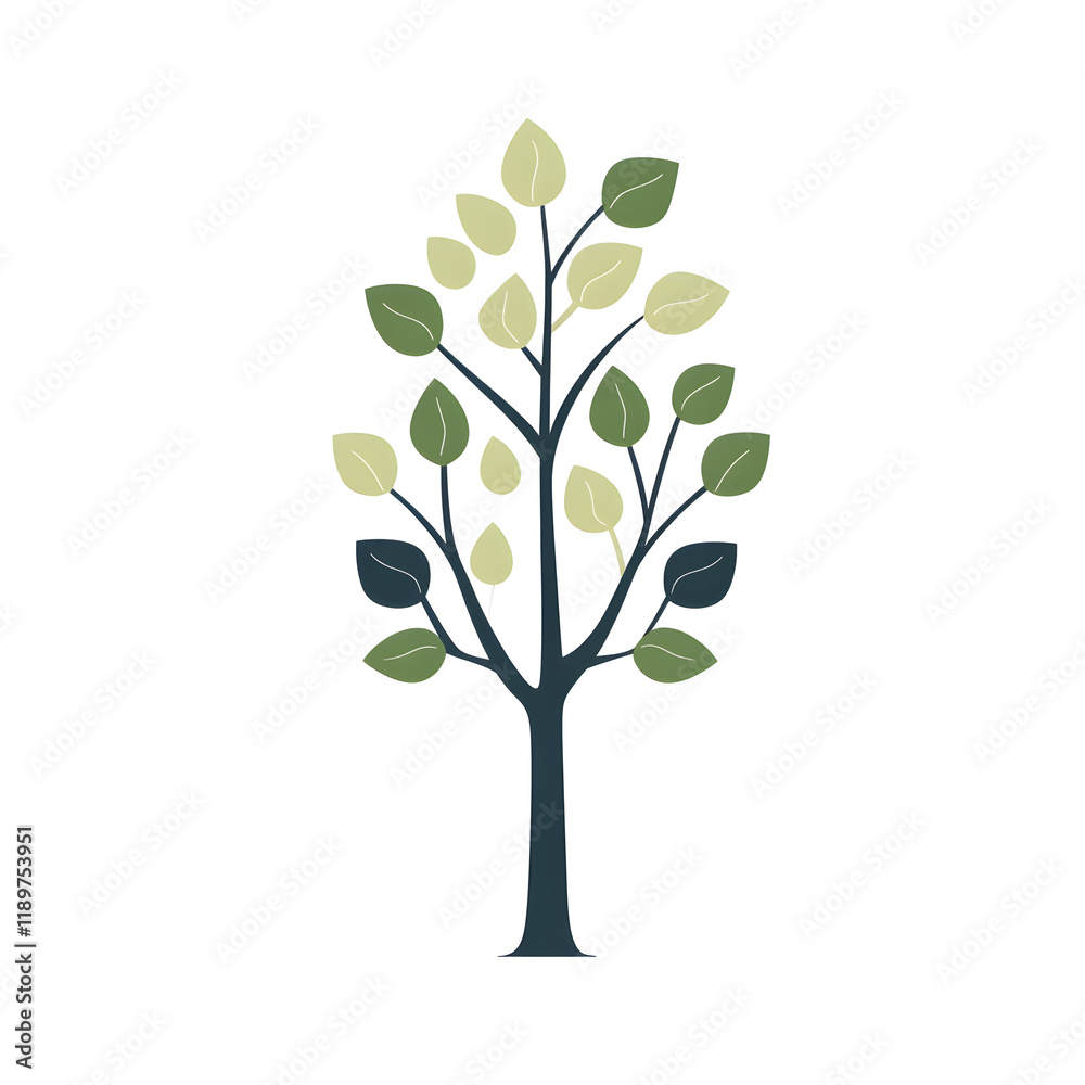Modern Minimal Aspen Tree Icon on White Background