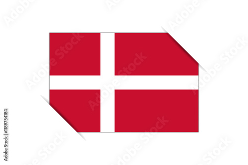 Denmark flag - rectangle colorful flag representing a country cultural identity and heritage. The essence of national pride and unity. Attached by the corners in a paper album