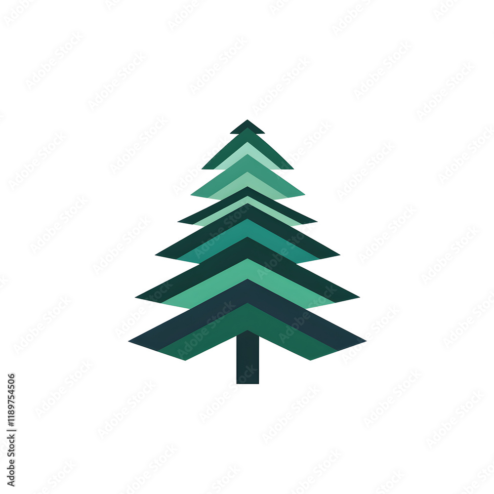 Fototapeta premium Modern Minimal Spruce Tree Icon on White Background