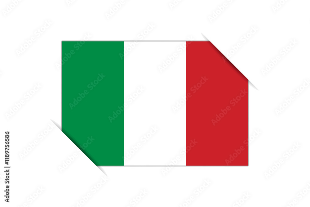 Italy flag - rectangle colorful flag representing a country cultural identity and heritage. The essence of national pride and unity. Attached by the corners in a paper album Italy flag - rectangle colorful flag representing a country cultural identity and heritage. The essence of national pride and unity. Attached by the corners in a paper album