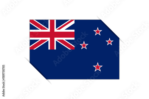 New Zealand flag - rectangle colorful flag representing a country cultural identity and heritage. The essence of national pride and unity. Attached by the corners in a paper album