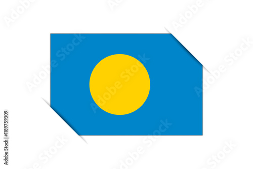 Palau flag - rectangle colorful flag representing a country cultural identity and heritage. The essence of national pride and unity. Attached by the corners in a paper album photo