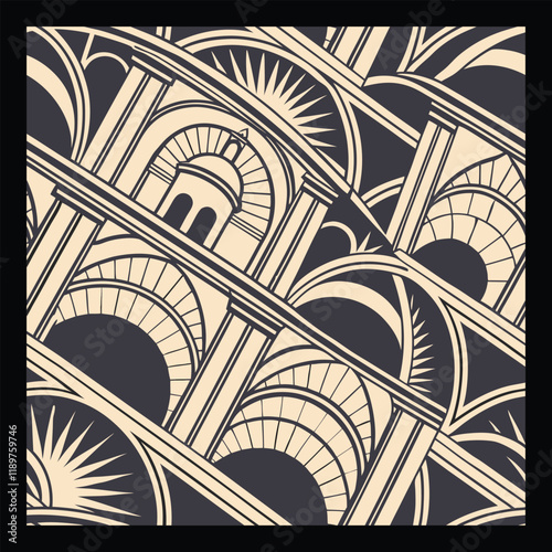 Vector seamless pattern with decorative elements. Vintage background. Can be used for wallpaper, 
pattern fills, web page background,surface textures.