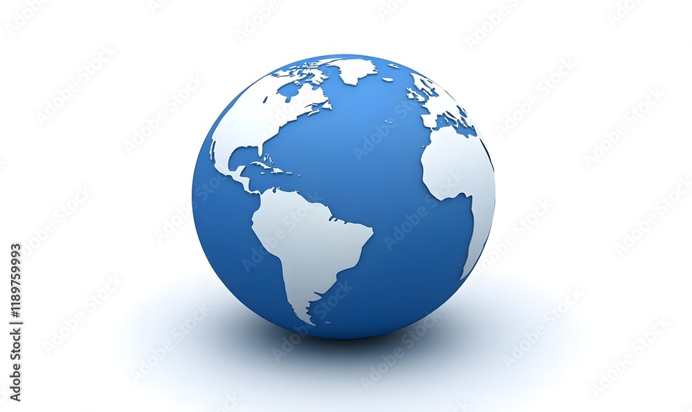 Blue 3D globe, earth, world map, continents. Blue 3D globe, earth, world map, continents.