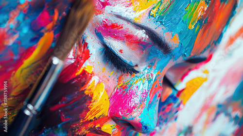 A vibrant art studio filled with colorful canvases, scattered brushes, and creative energy—perfect for themes of inspiration, artistic expression, and creative workspaces