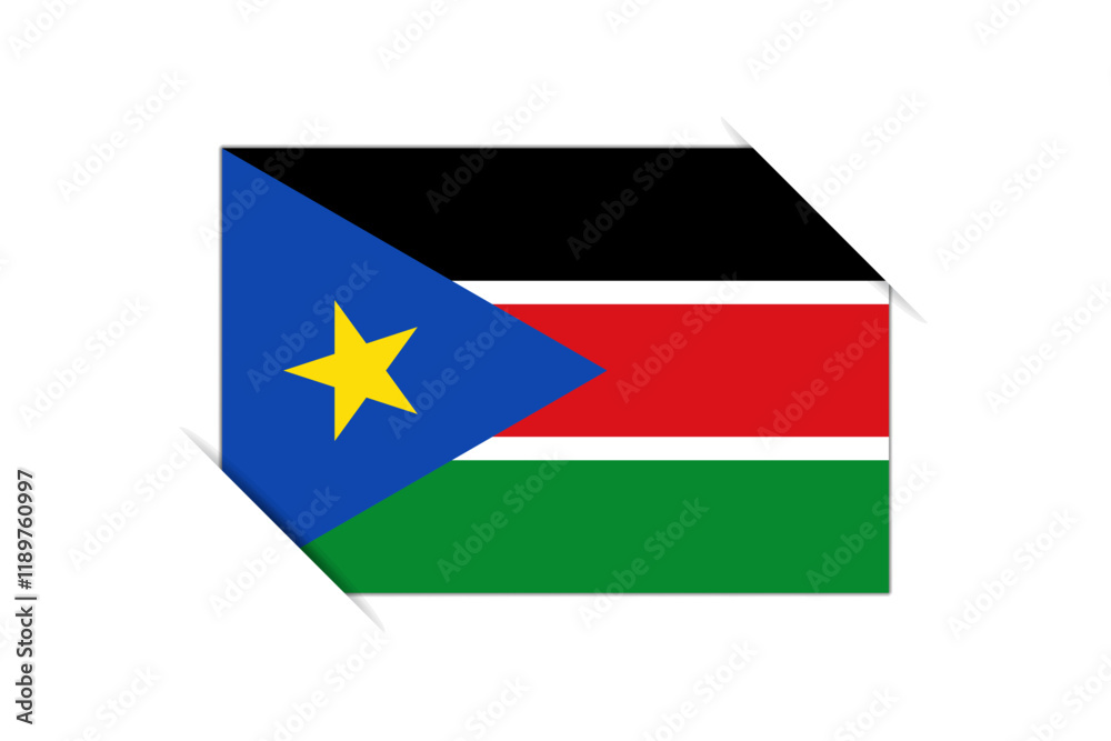 South Sudan flag - rectangle colorful flag representing a country cultural identity and heritage. The essence of national pride and unity. Attached by the corners in a paper album