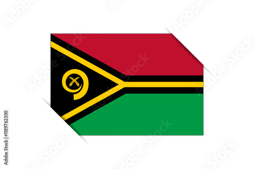Vanuatu flag - rectangle colorful flag representing a country cultural identity and heritage. The essence of national pride and unity. Attached by the corners in a paper album