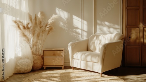 A beige home living room featuring an eating table with chairs, a drawer, and a window that provides natural light. photo