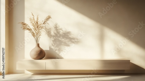 A beige home living room featuring an eating table with chairs, a drawer, and a window that provides natural light. photo