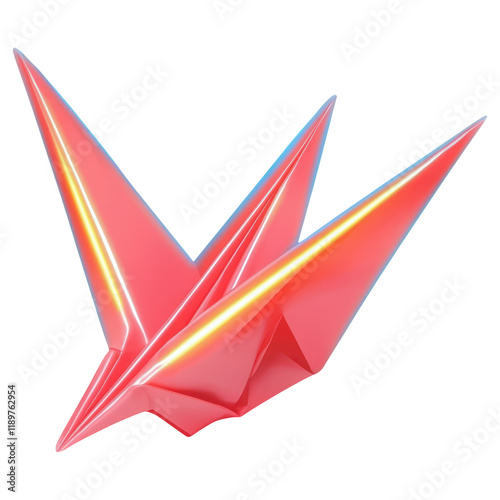 Free Download A vibrant red origami bird with sharp, angular wings, showcasing intricate folds and a glossy finish. - GFXLoad