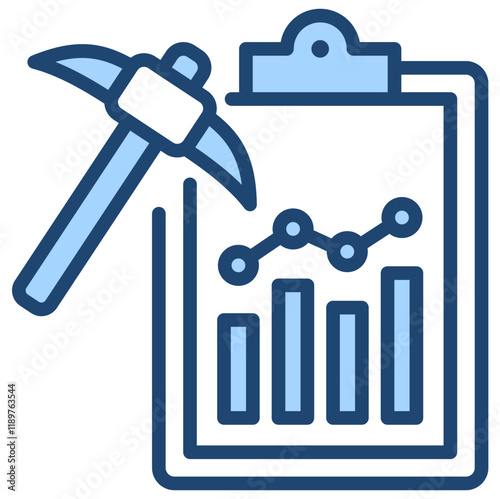 Data Mining Icon Lineal Blue Style
