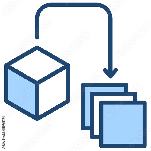 Dimensionality Reduction Icon Lineal Blue Style
