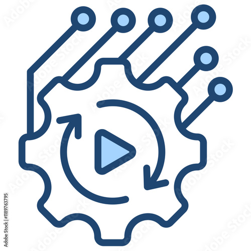 Automation Tool Icon Lineal Blue Style