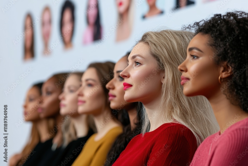 Obraz premium Celebrating International Women's Day, profile of diverse women symbolizing empowerment, feminism, March 8 concept