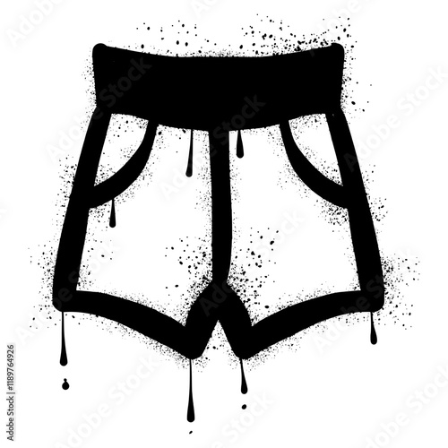 Boxer shorts with black spray paint graffiti